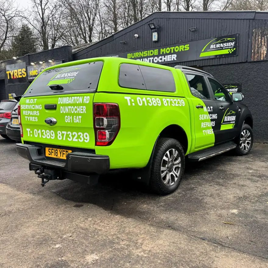 The Burnside Motor Group Ranger outside the garage on Dumbarton Road
